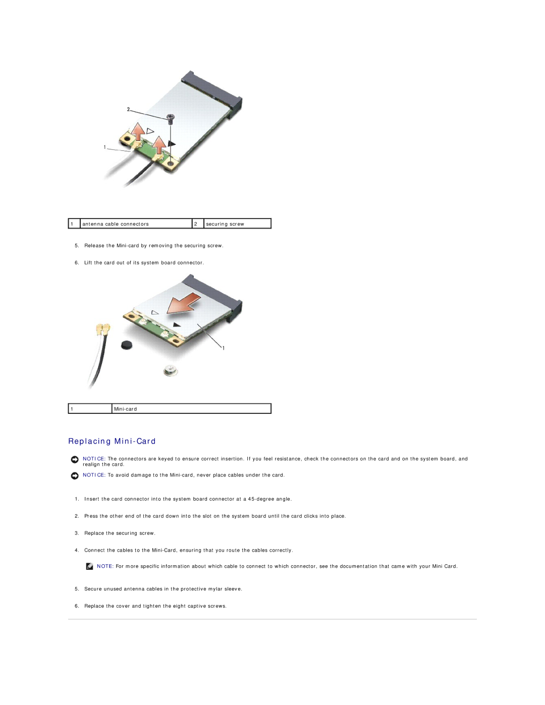 Dell 1525, 1526 manual Replacing Mini-Card 