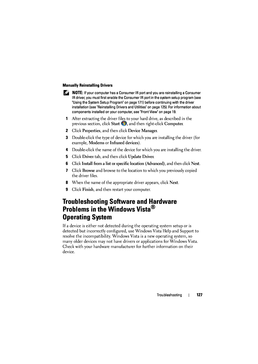 Dell 1526, 1525 owner manual Troubleshooting Software and Hardware Problems in the Windows Vista, Operating System 
