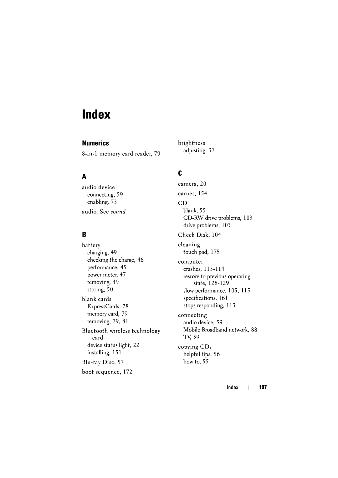 Dell 1526, 1525 owner manual Index, Numerics 
