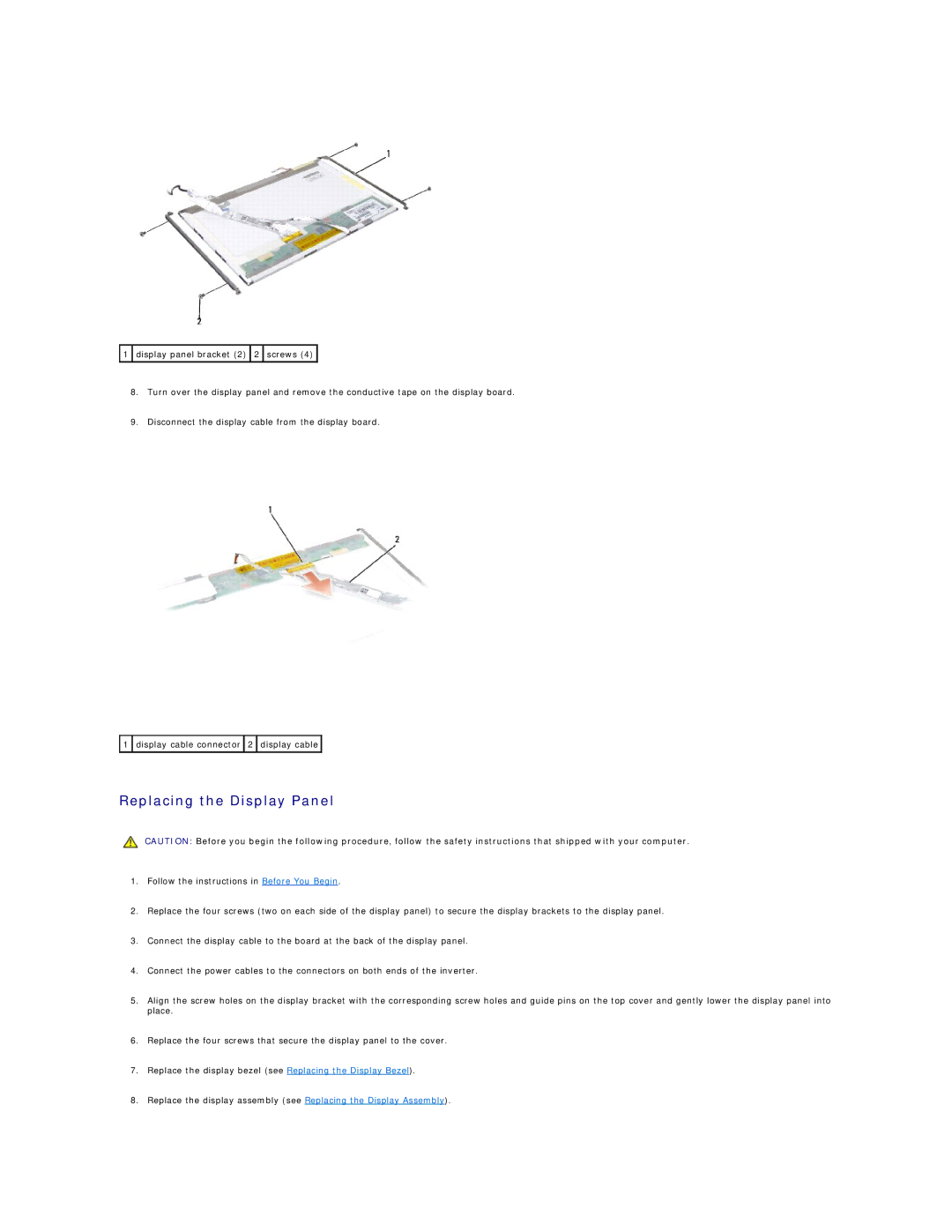 Dell 1535, 1536 manual Replacing the Display Panel 