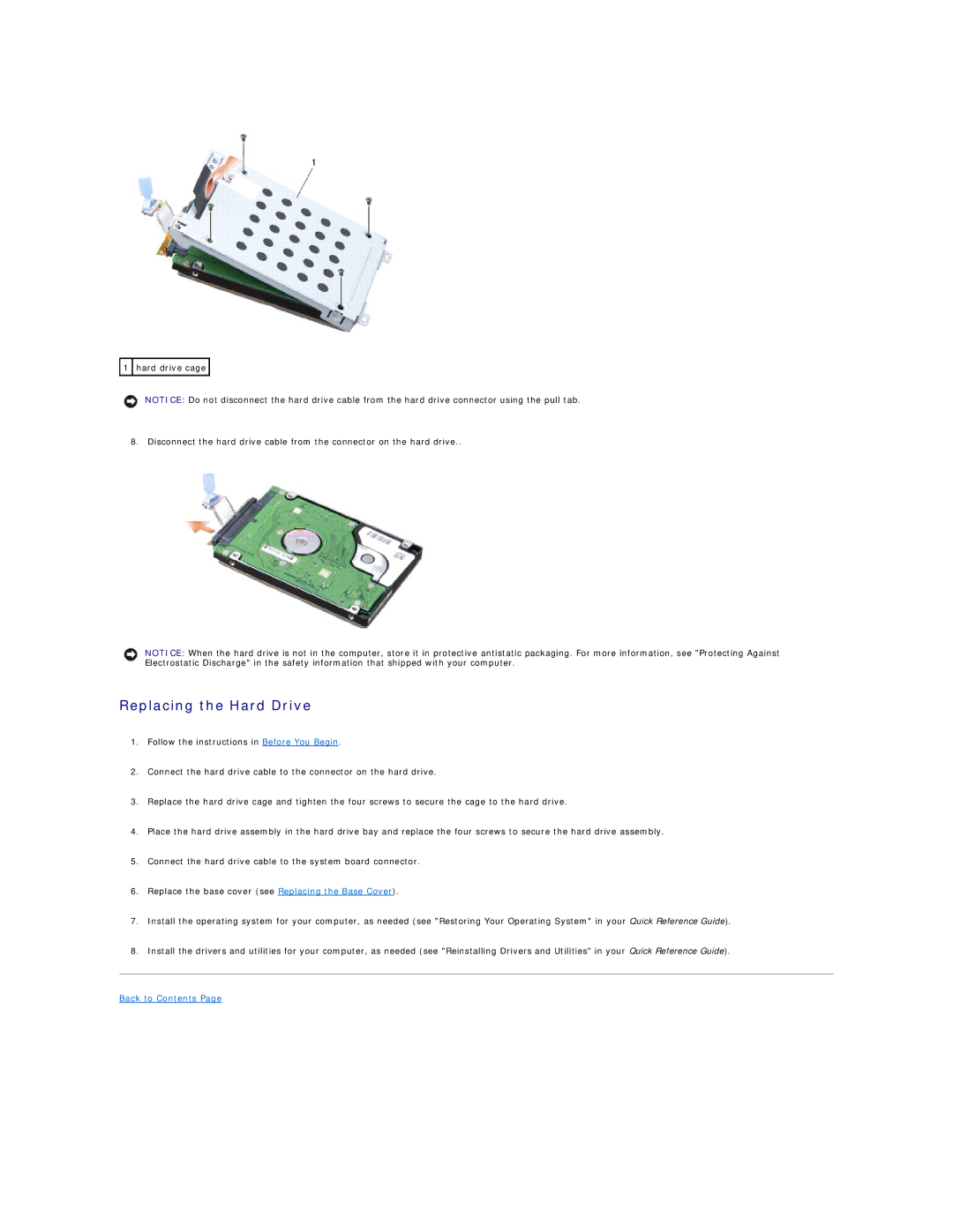 Dell 1535, 1536 manual Replacing the Hard Drive 