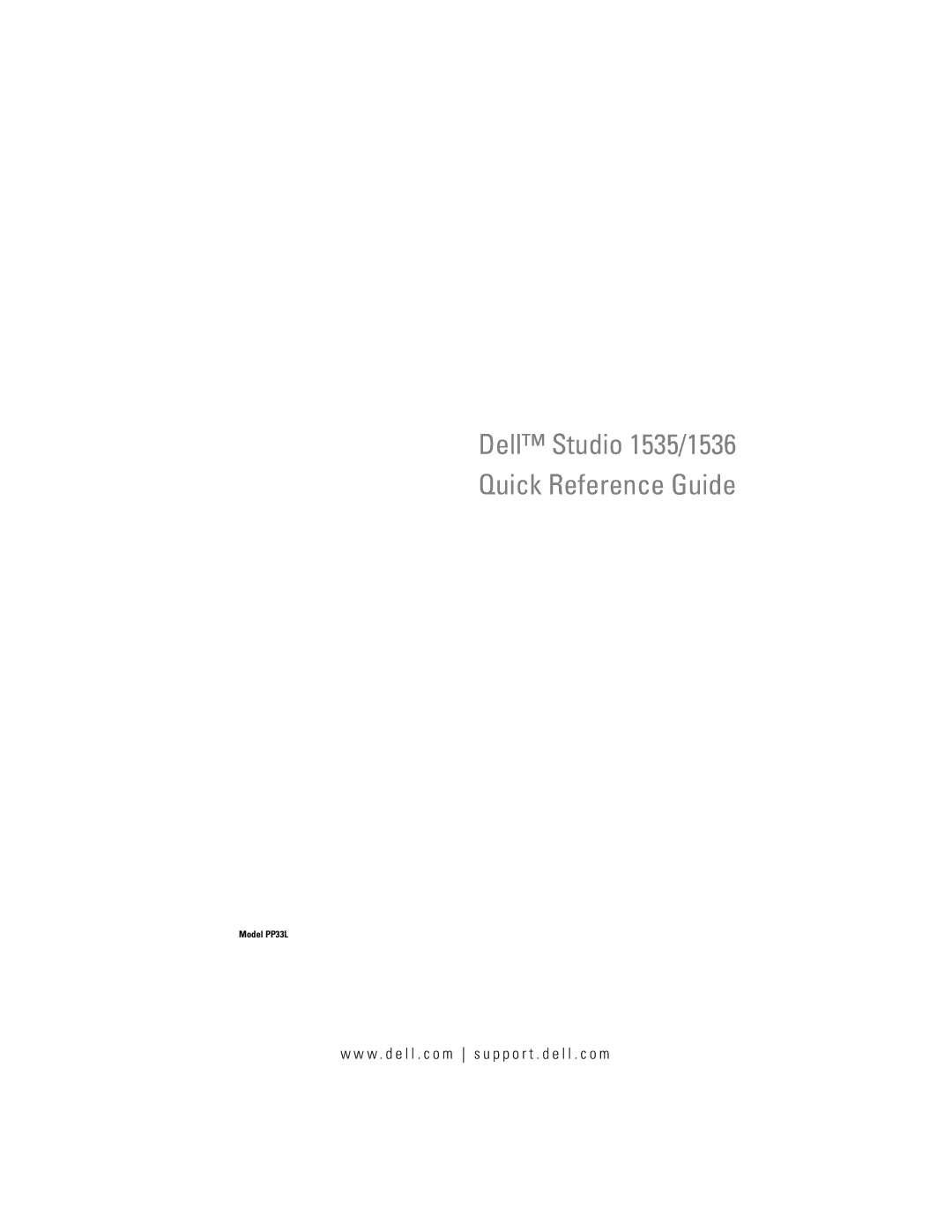 Dell manual Dell Studio 1535/1536 Quick Reference Guide 