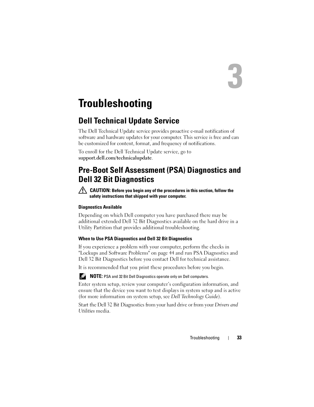 Dell 1536, 1535 manual Troubleshooting, Dell Technical Update Service 