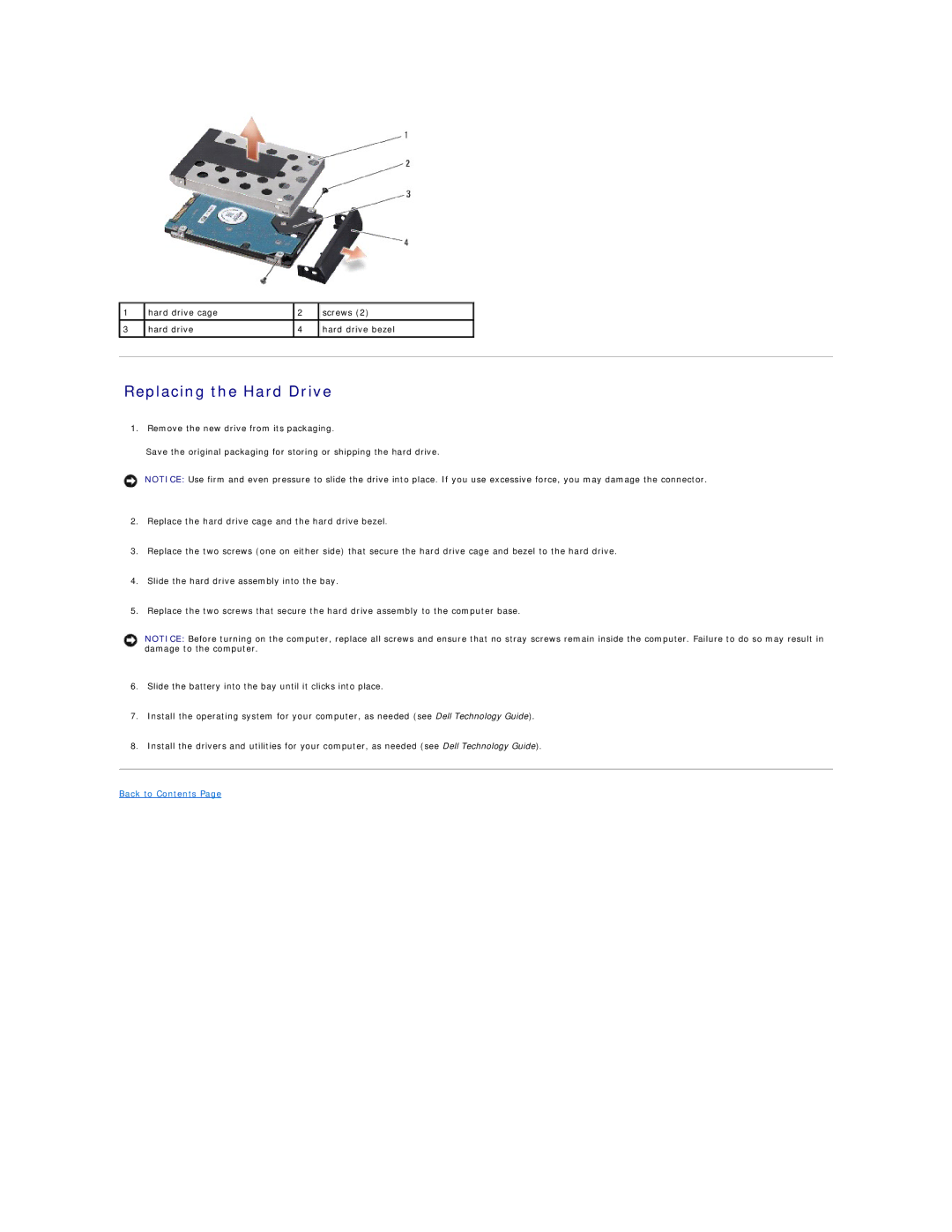 Dell I1545-3232OBK manual Replacing the Hard Drive 