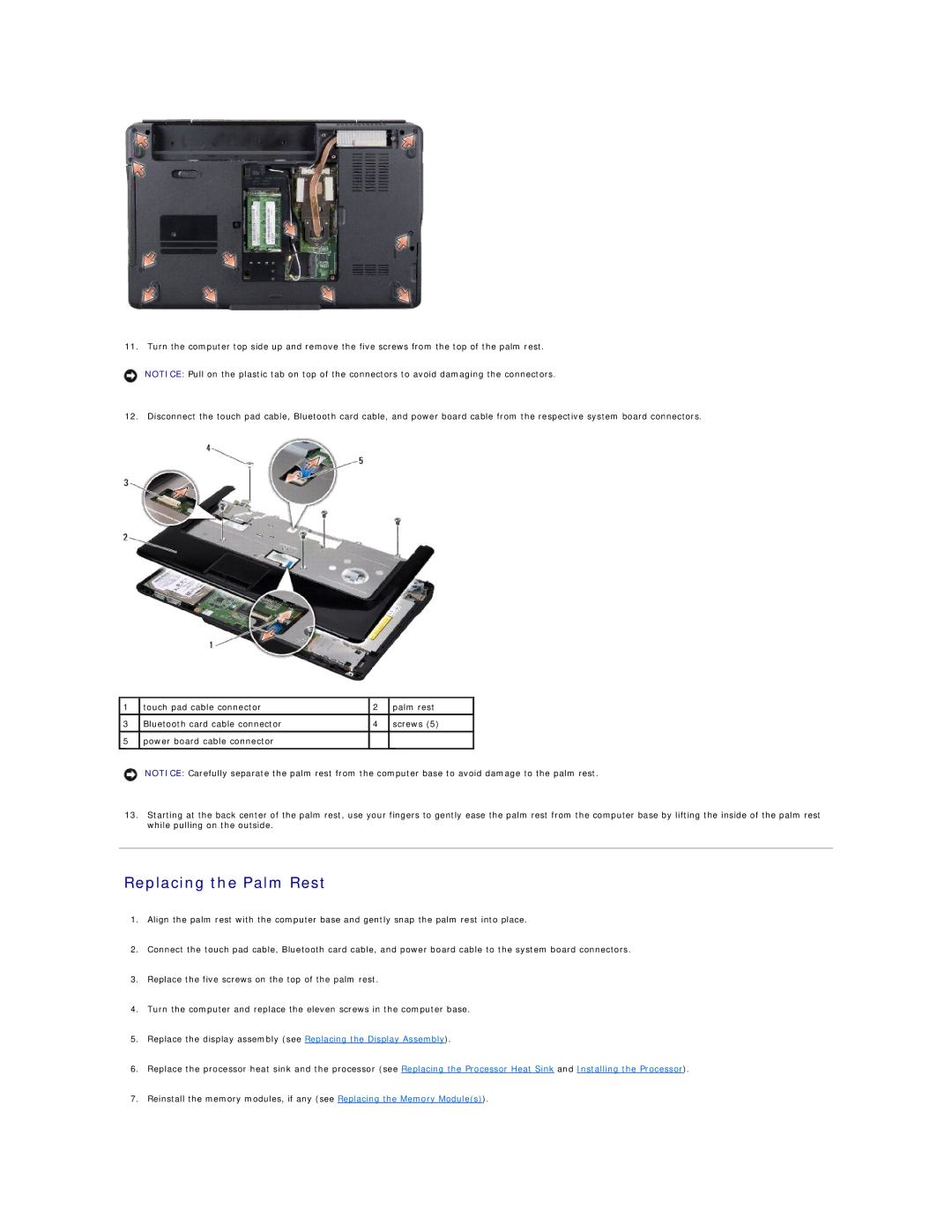 Dell 1545 manual Replacing the Palm Rest 