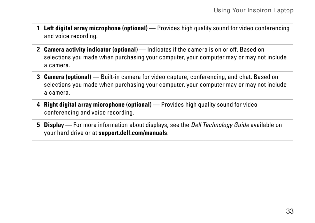 Dell 1546, P02F001, 0F2GGFA00 setup guide Using Your Inspiron Laptop 