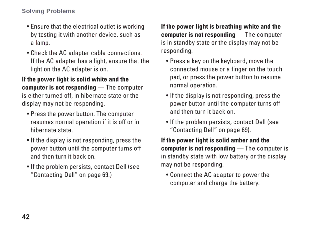 Dell 0F2GGFA00, 1546, P02F001 setup guide Solving Problems 