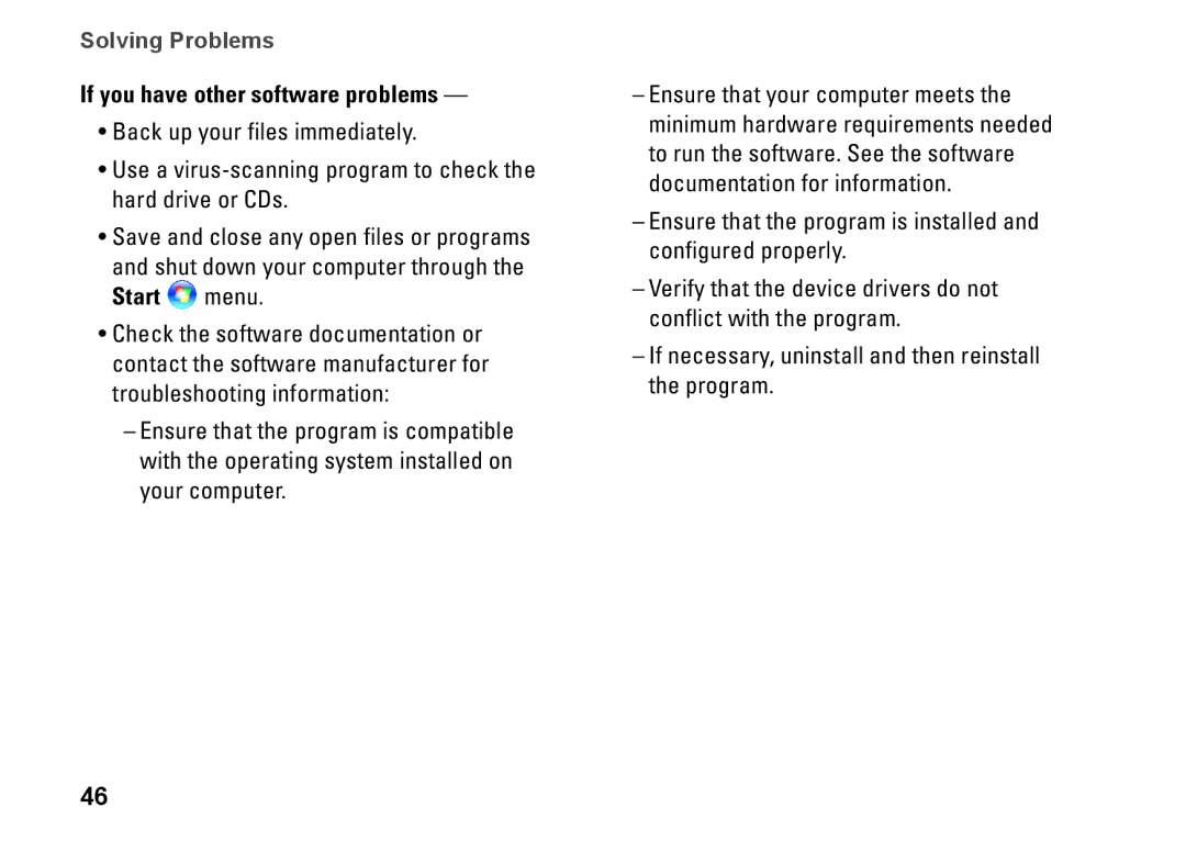 Dell 1546, P02F001, 0F2GGFA00 setup guide If you have other software problems 