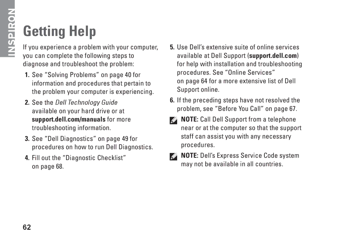 Dell 0F2GGFA00, 1546, P02F001 setup guide Getting Help 