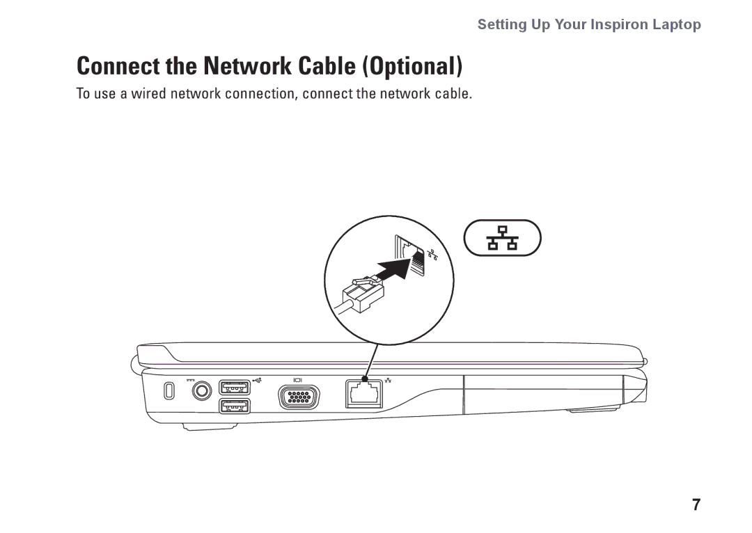 Dell 0F2GGFA00, 1546, P02F001 setup guide Connect the Network Cable Optional 