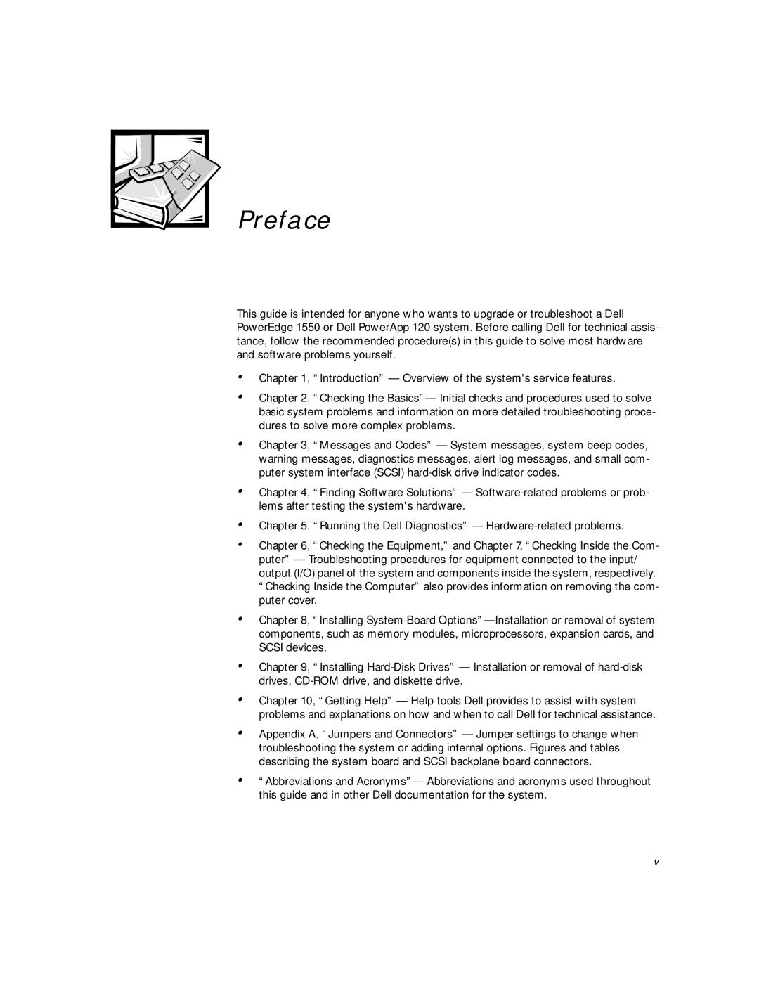 Dell 120, 1550 appendix Preface 