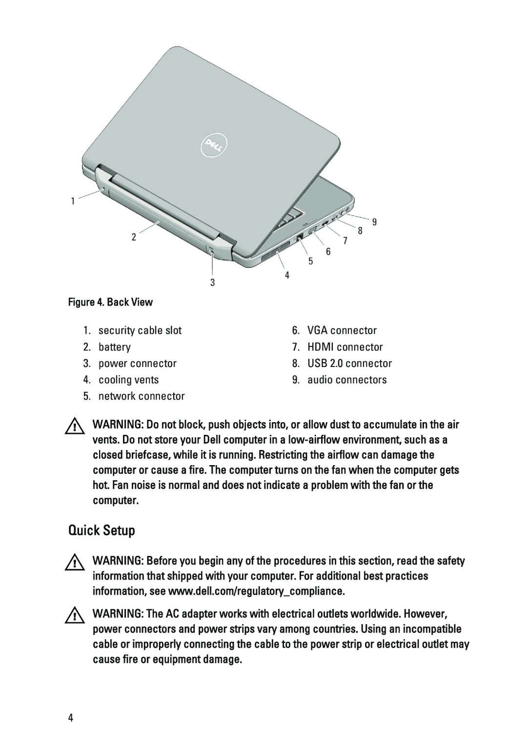 Dell 1550, 1540 manual Quick Setup 