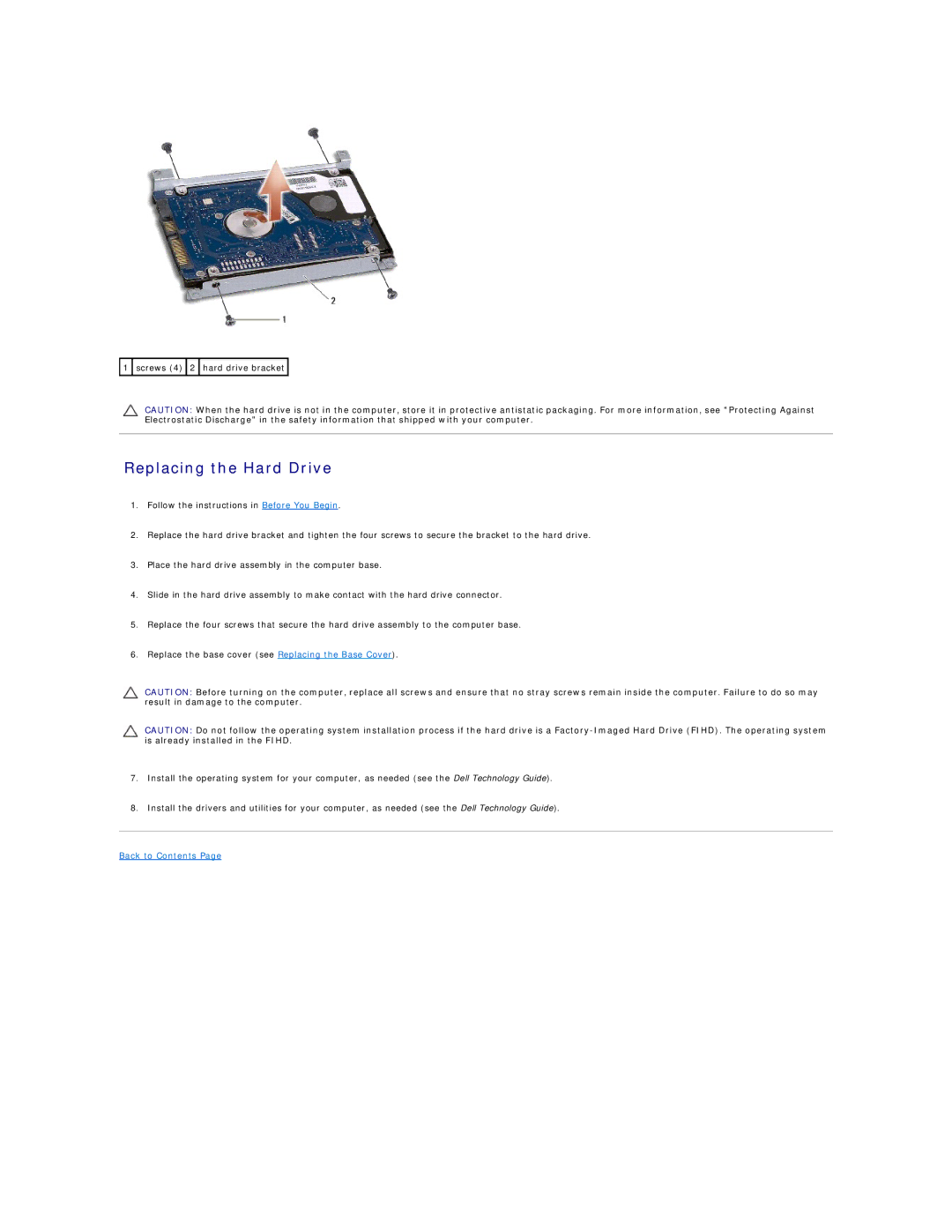 Dell 1555 manual Replacing the Hard Drive 