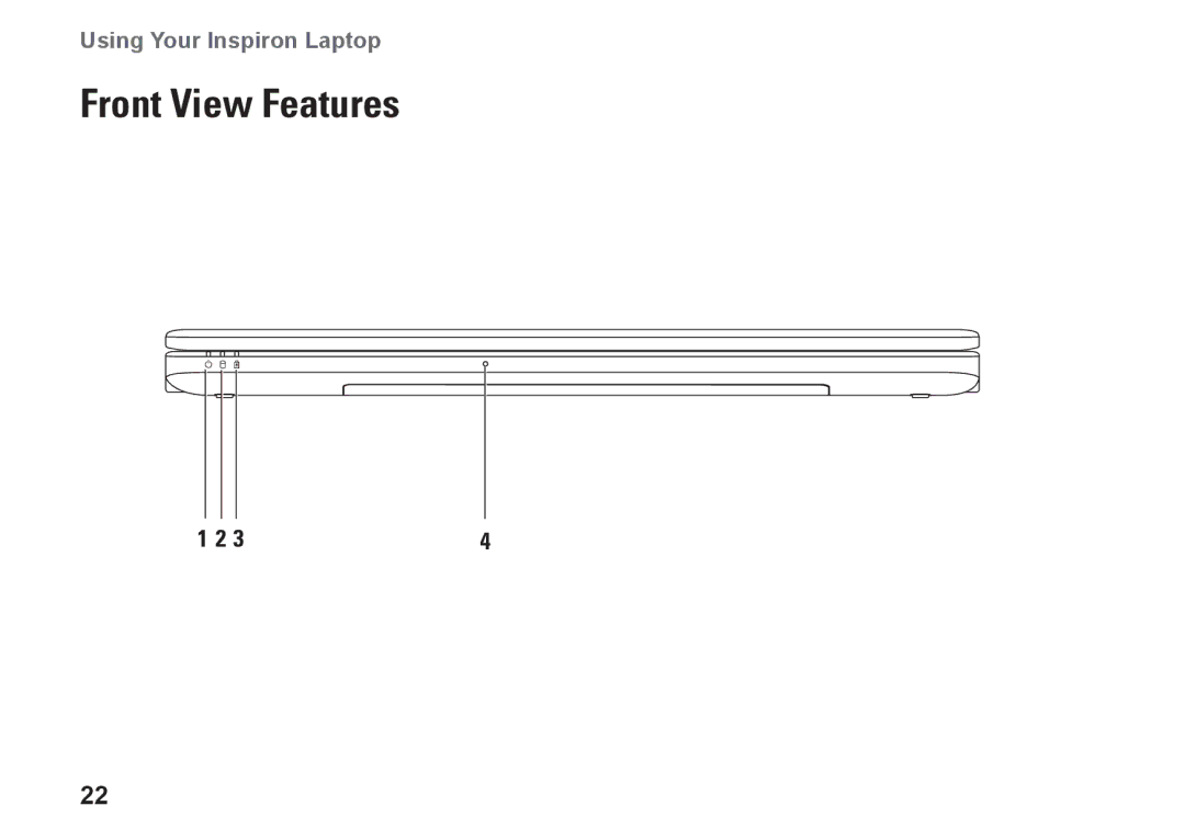 Dell 1564, 8X93C, P08F001, P08F series setup guide Front View Features 