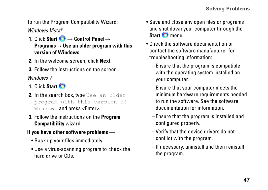 Dell 8X93C, 1564, P08F001, P08F series setup guide If you have other software problems 