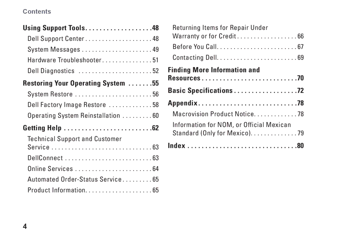 Dell P08F001, 1564, 8X93C, P08F series setup guide Index 