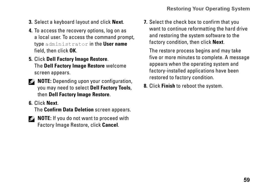 Dell 8X93C, 1564, P08F001, P08F series setup guide Confirm Data Deletion screen appears 