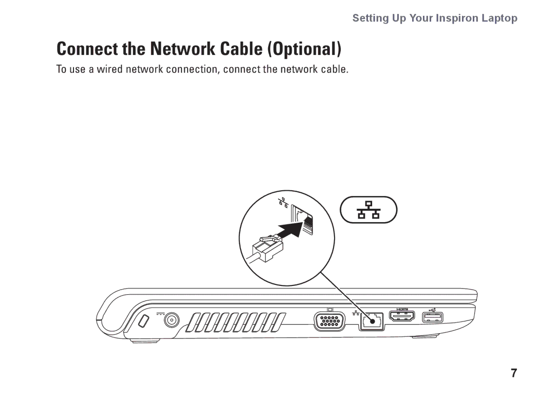 Dell 8X93C, 1564, P08F001, P08F series setup guide Connect the Network Cable Optional 