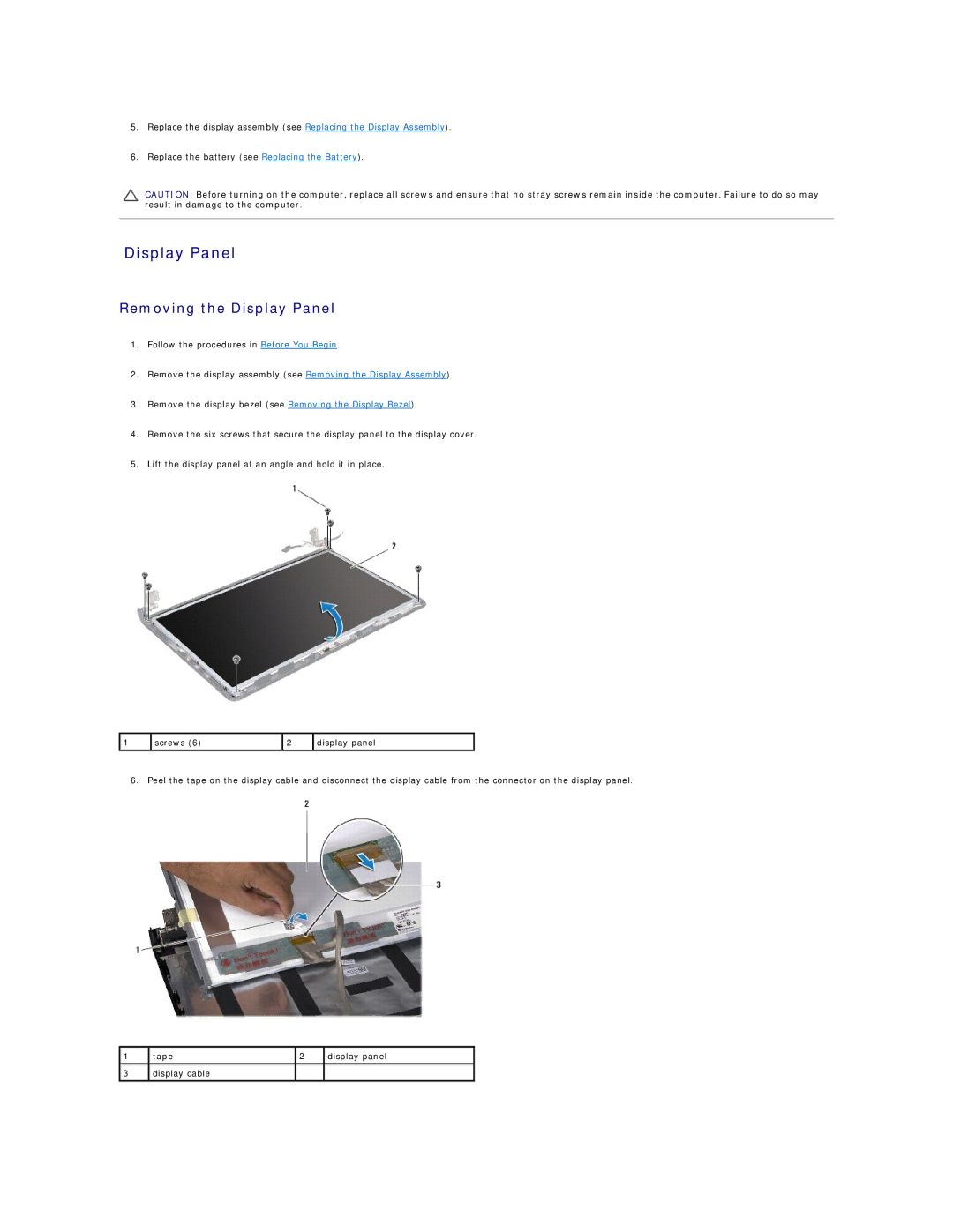 Dell 1564 manual Removing the Display Panel 