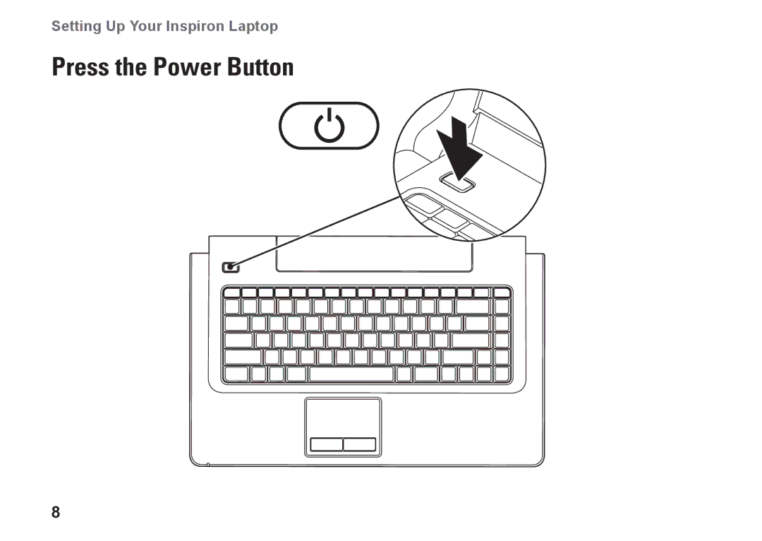 Dell P04G series, 1570, 81TR2, 1470, P04F001, P04F series, P04G001 setup guide Press the Power Button 