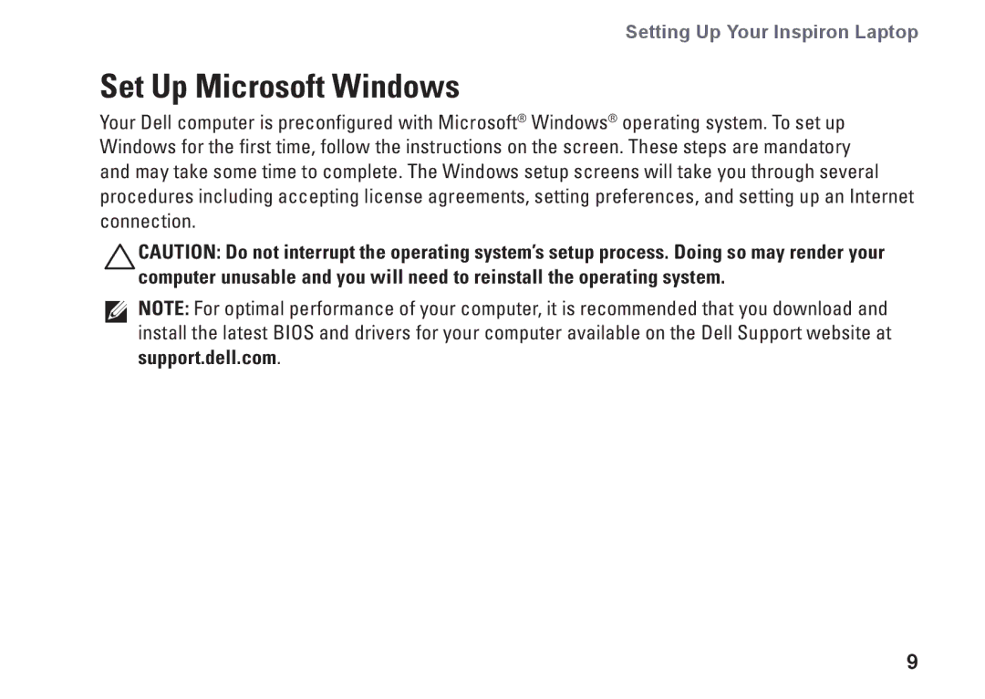 Dell P04F001, 1570, 81TR2, 1470, P04G series, P04F series, P04G001 setup guide Set Up Microsoft Windows 