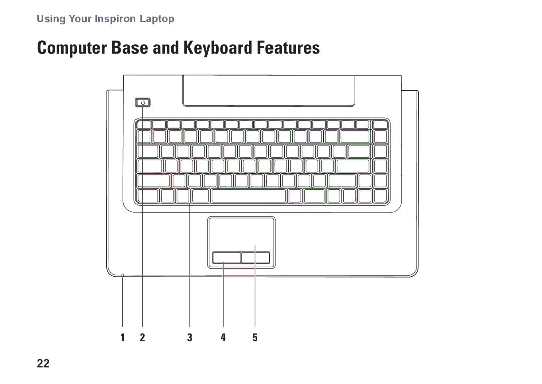 Dell P04G series, 1570, 81TR2, 1470, P04F001, P04F series, P04G001 setup guide Computer Base and Keyboard Features 