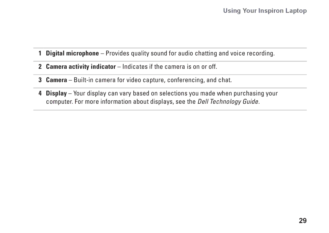 Dell P04G series, 1570, 81TR2, 1470, P04F001, P04F series, P04G001 setup guide Using Your Inspiron Laptop 