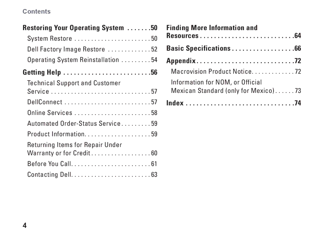 Dell P04G001, 1570, 81TR2, 1470, P04G series, P04F001, P04F series setup guide Index 