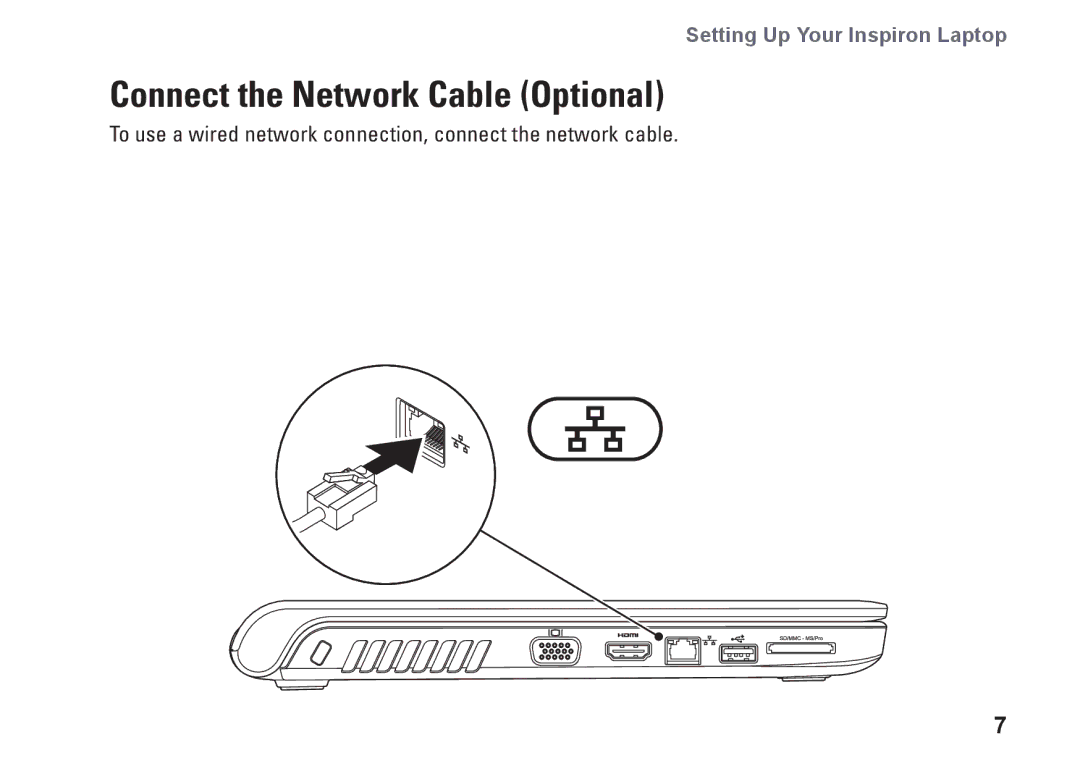 Dell 1470, 1570, 81TR2, P04G series, P04F001, P04F series, P04G001 setup guide Connect the Network Cable Optional 