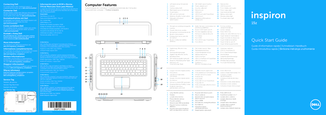 Dell 15Z quick start Computer Features, Kontakt z firmą Dell, Więcej informacji 