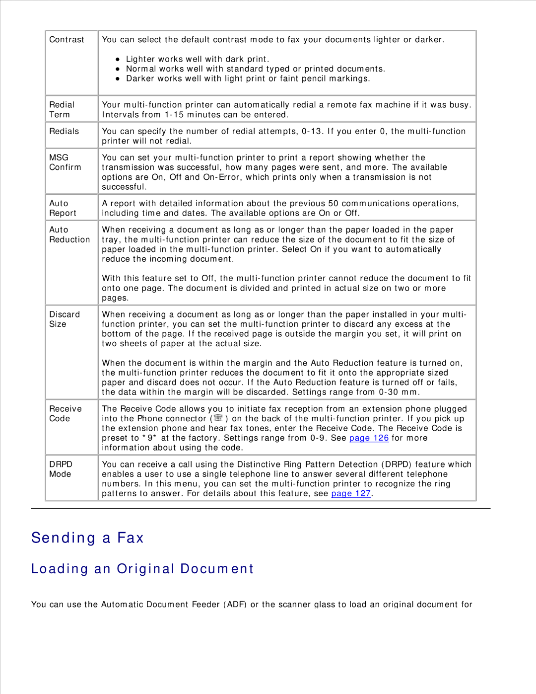 Dell 1600n manual Sending a Fax, Loading an Original Document 