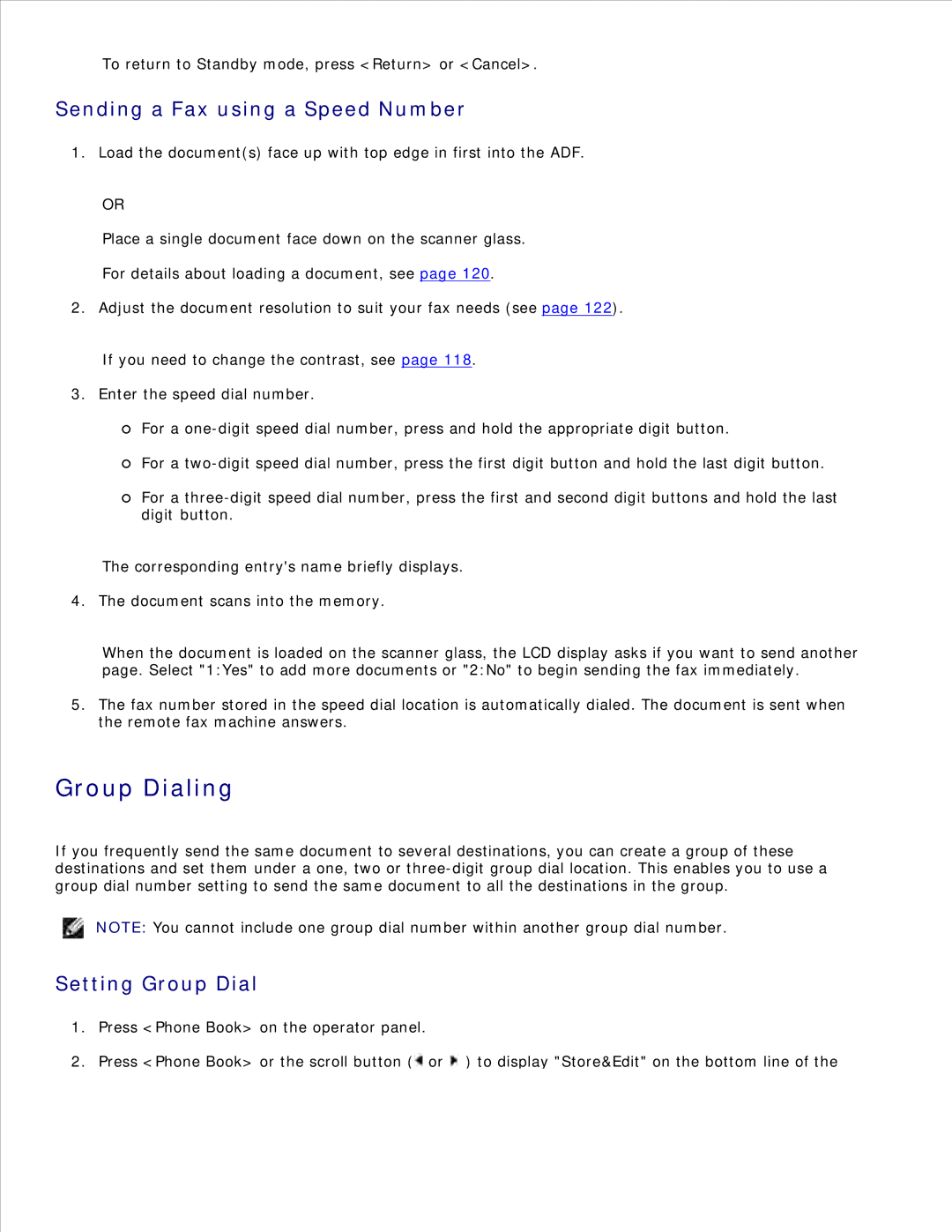 Dell 1600n manual Group Dialing, Sending a Fax using a Speed Number, Setting Group Dial 