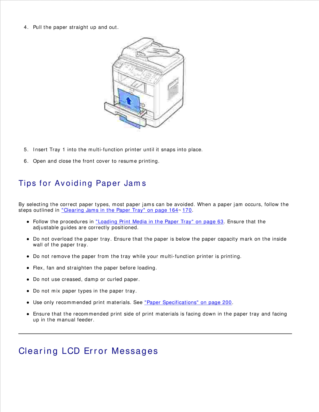 Dell 1600n manual Clearing LCD Error Messages, Tips for Avoiding Paper Jams 