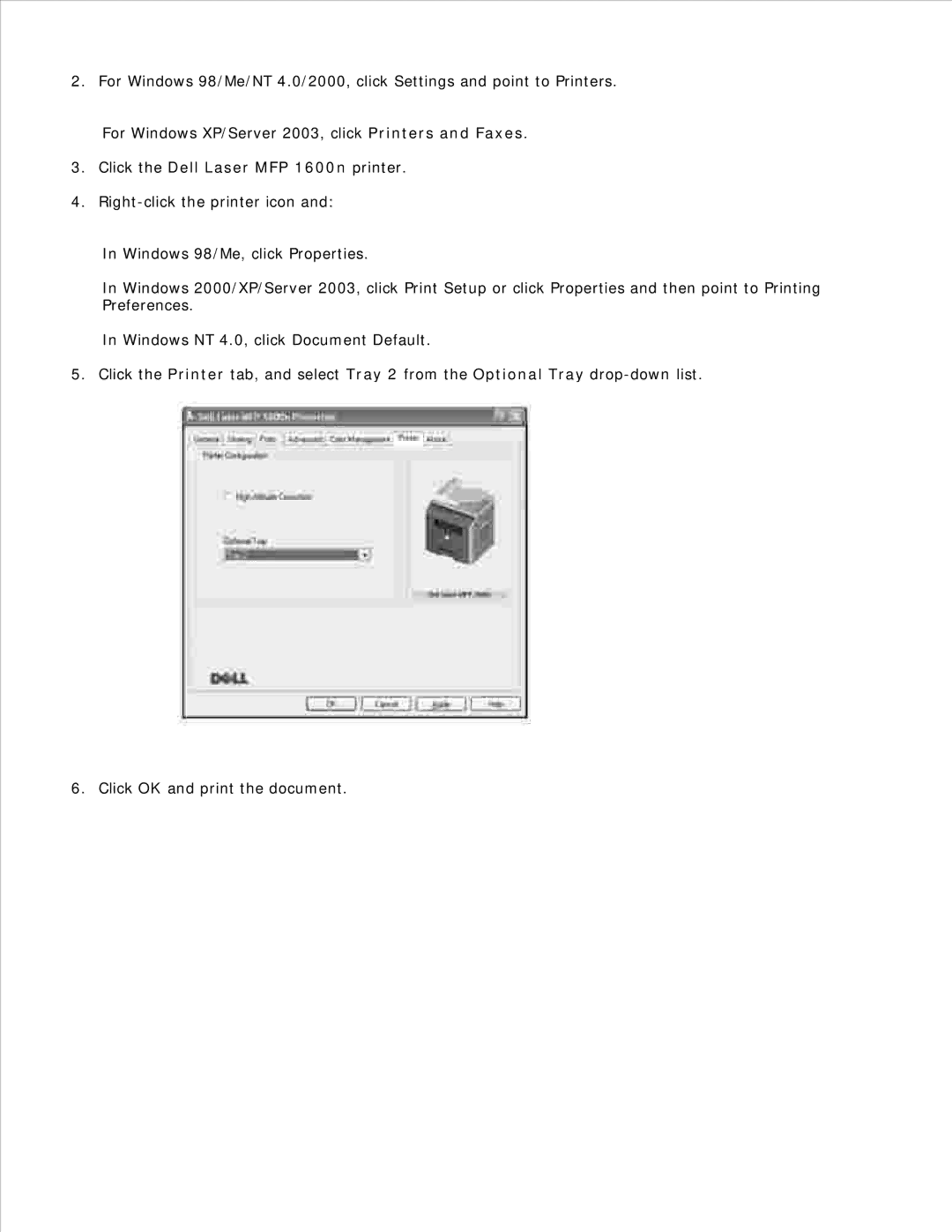 Dell manual Click the Dell Laser MFP 1600n printer 