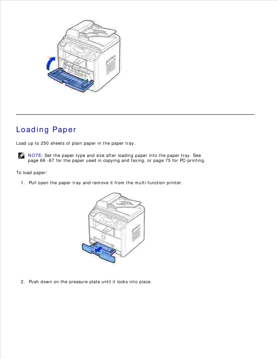 Dell 1600n manual Loading Paper 