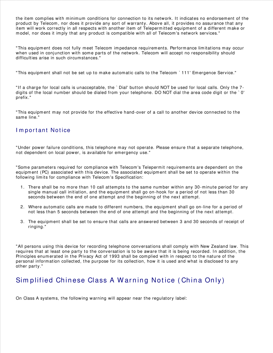 Dell 1600n manual Simplified Chinese Class a Warning Notice China Only, Important Notice 