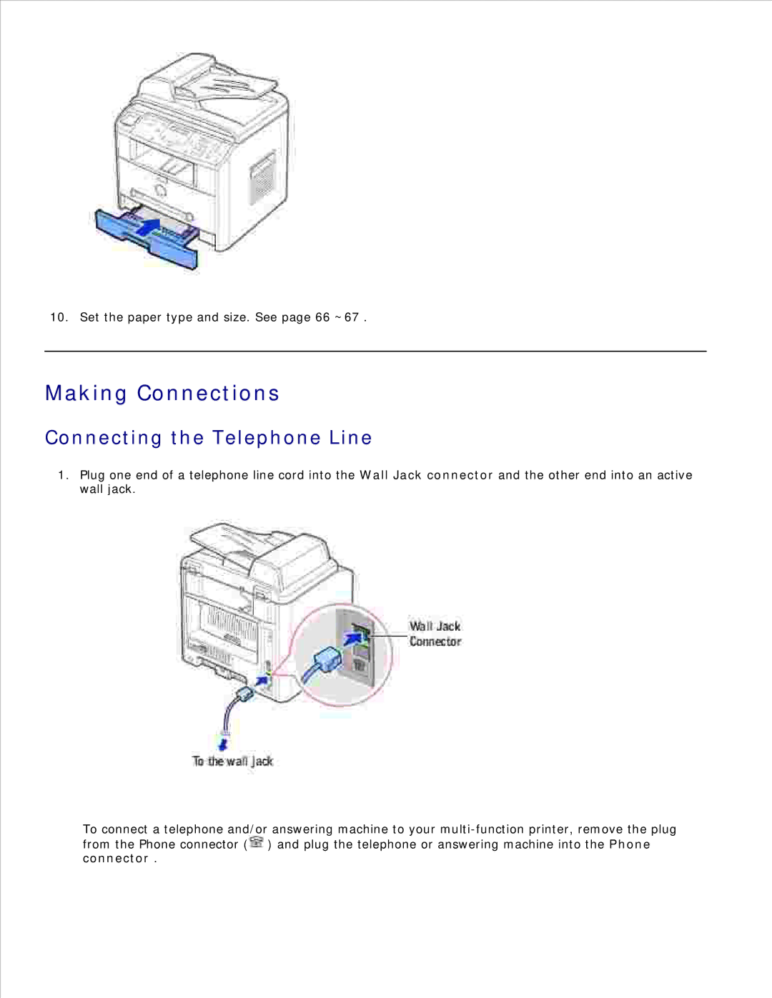 Dell 1600n manual Making Connections, Connecting the Telephone Line 