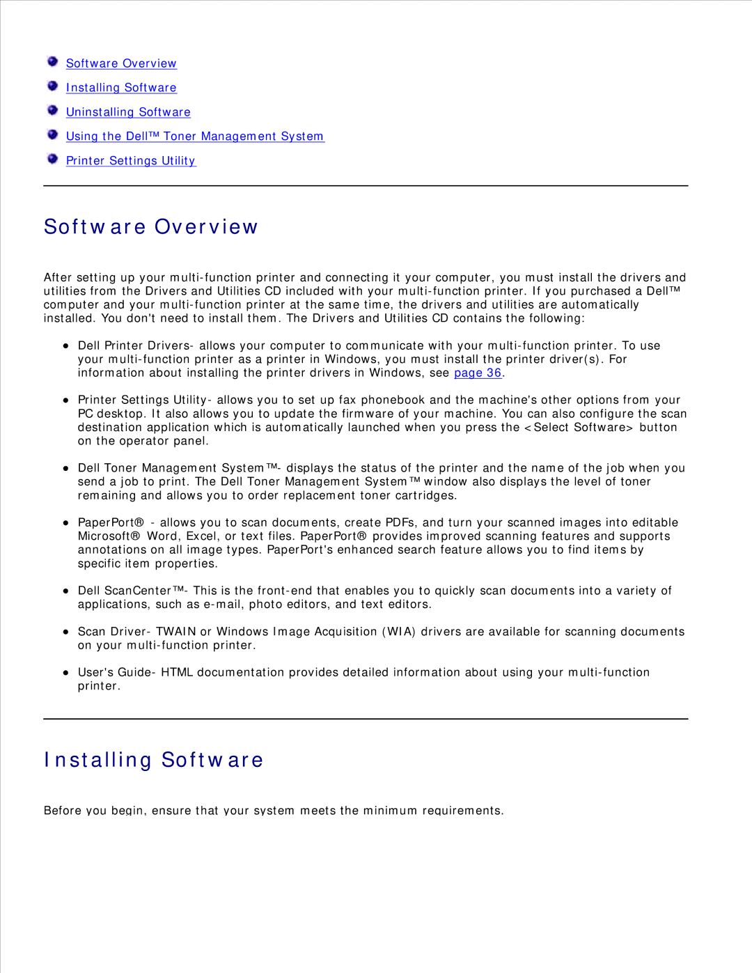 Dell 1600n manual Software Overview, Installing Software 