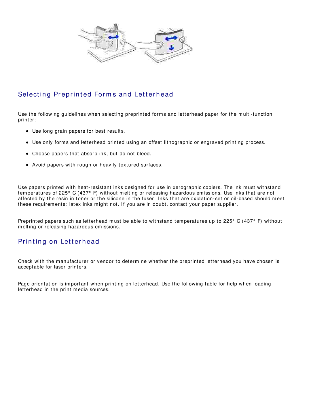 Dell 1600n manual Selecting Preprinted Forms and Letterhead, Printing on Letterhead 