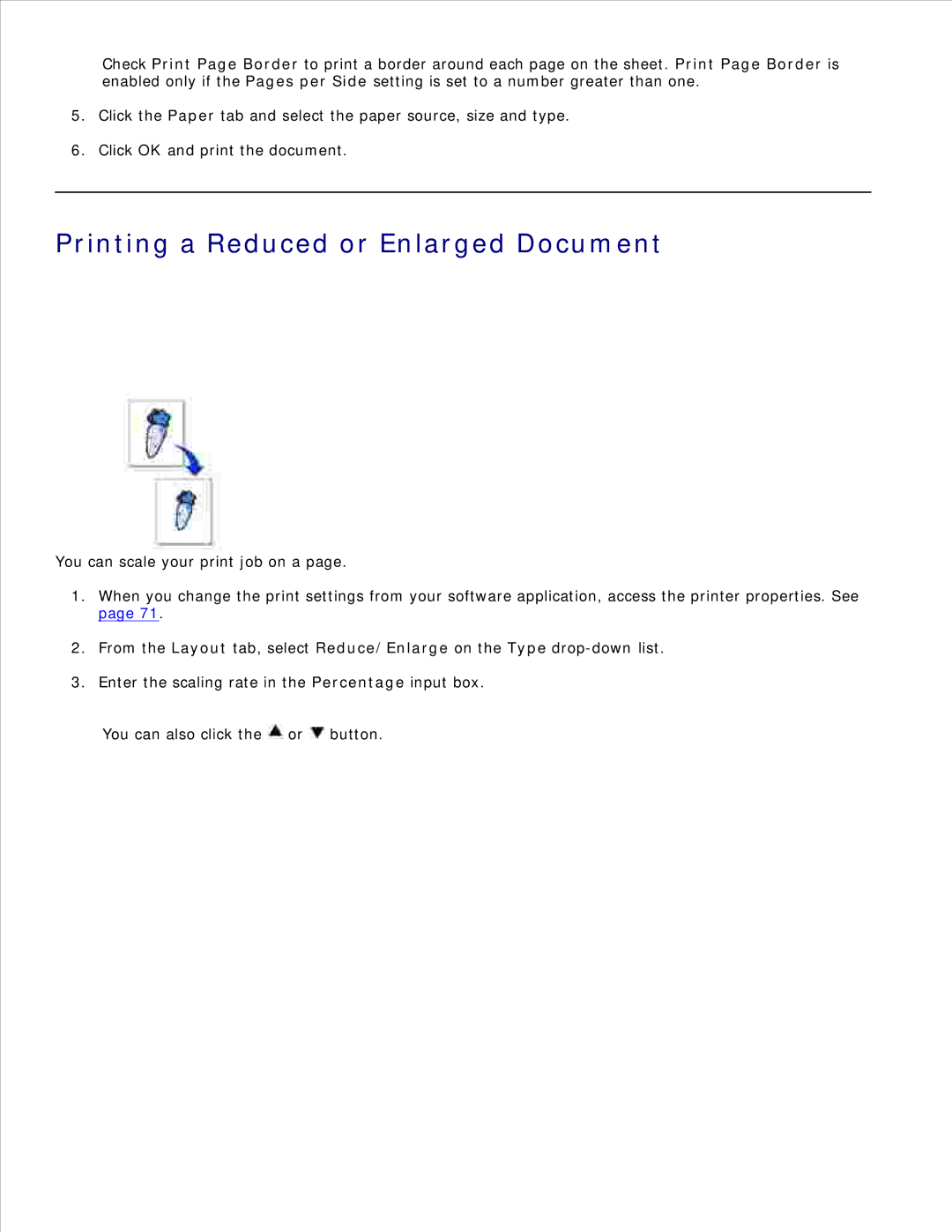 Dell 1600n manual Printing a Reduced or Enlarged Document 