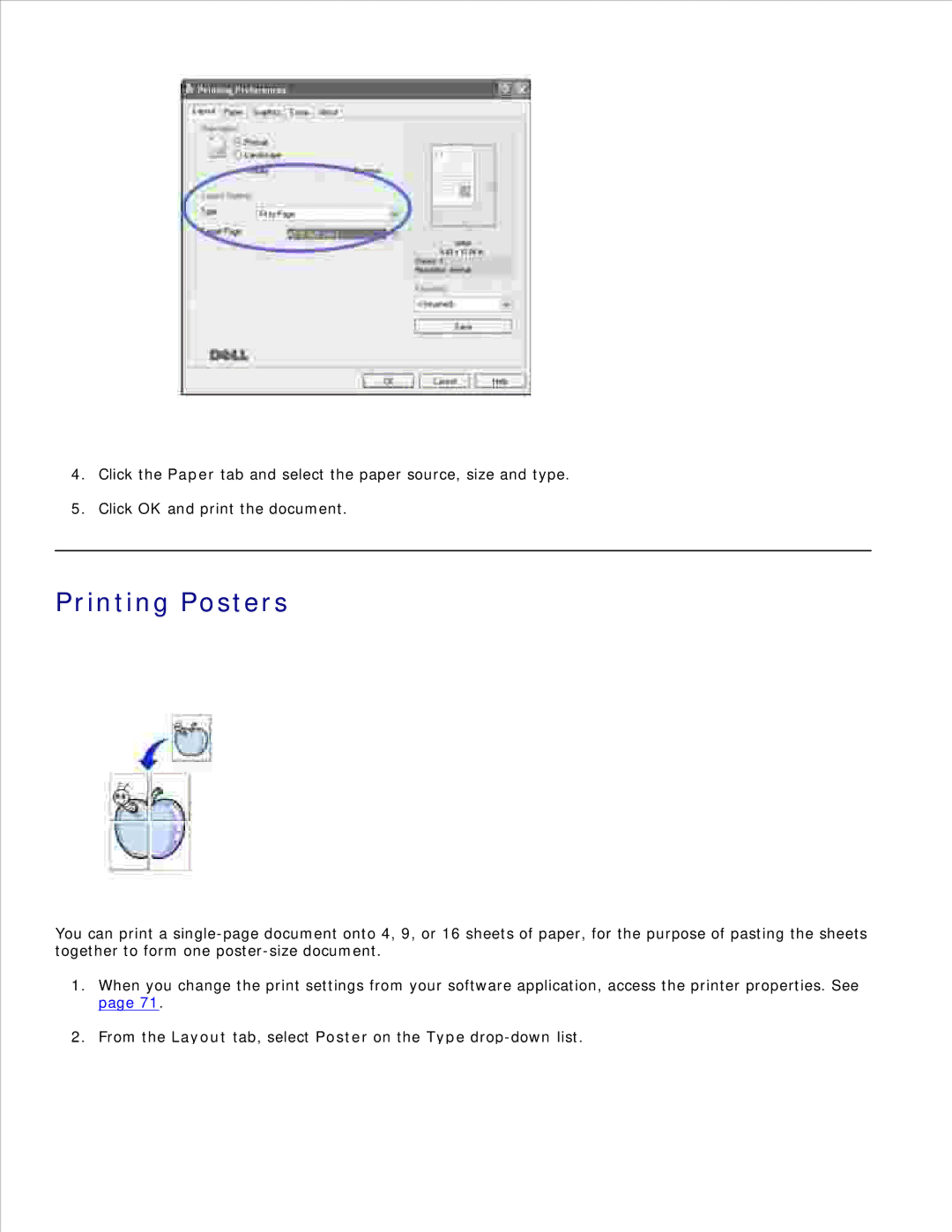 Dell 1600n manual Printing Posters 