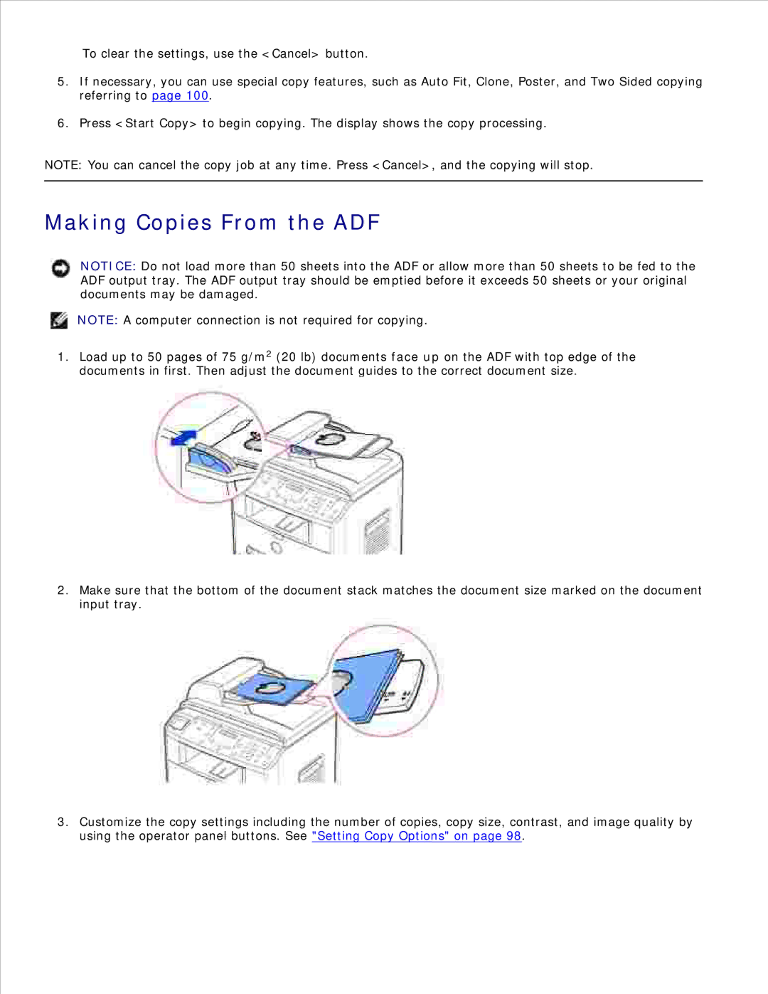 Dell 1600n manual Making Copies From the ADF 