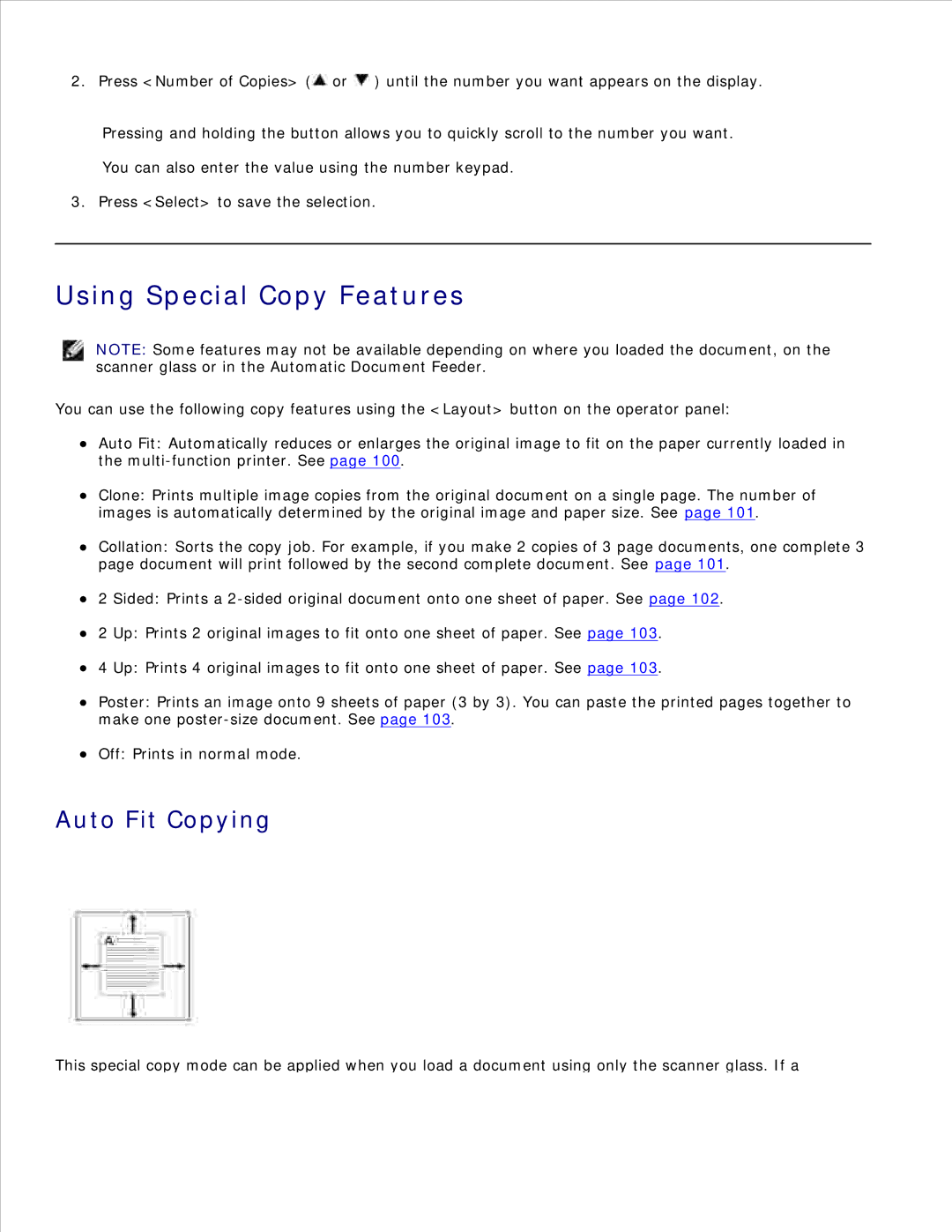 Dell 1600n manual Using Special Copy Features, Auto Fit Copying 