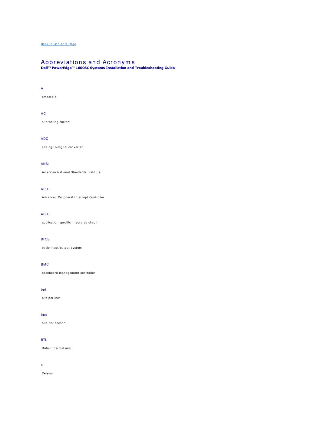 Dell 1600SC manual Abbreviations and Acronyms 