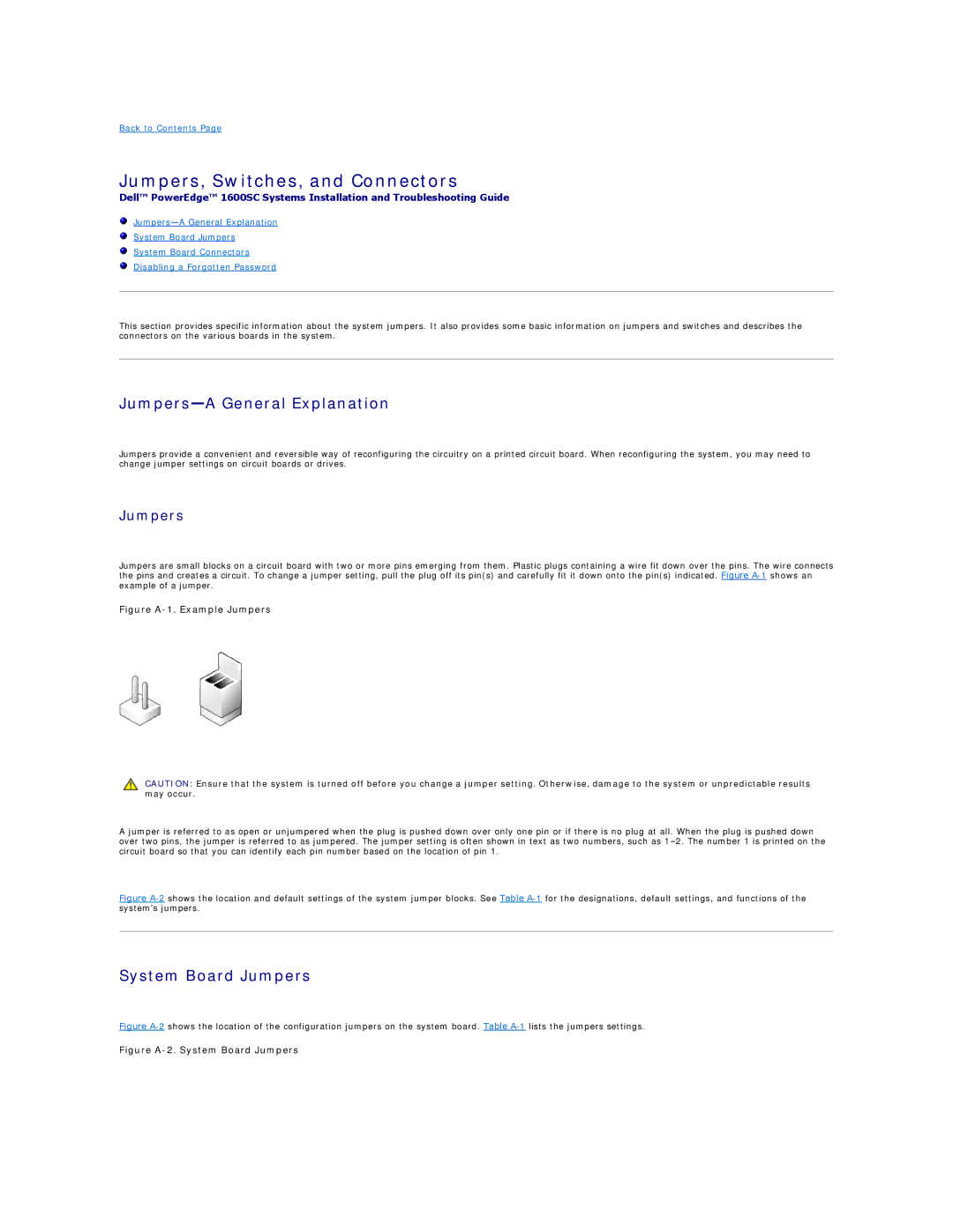 Dell 1600SC manual Jumpers, Switches, and Connectors, Jumpers-A General Explanation, System Board Jumpers 