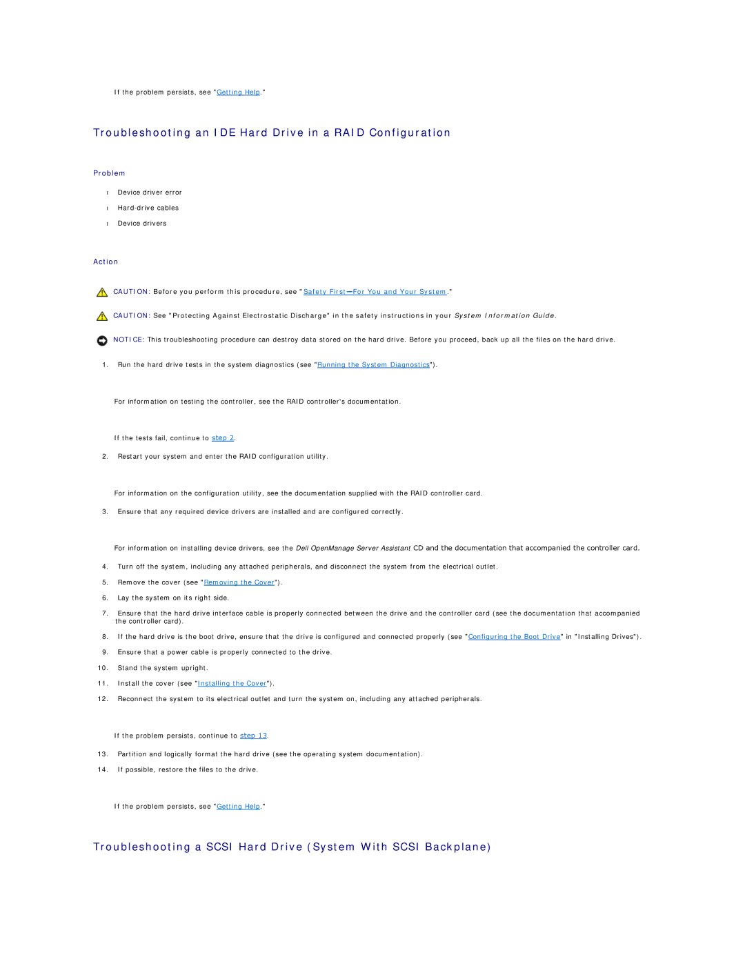 Dell 1600SC manual Troubleshooting an IDE Hard Drive in a RAID Configuration 