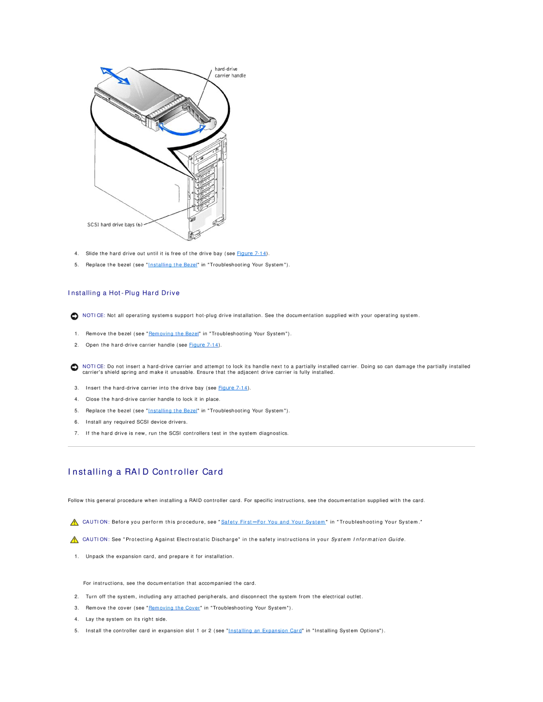 Dell 1600SC manual Installing a RAID Controller Card, Installing a Hot-Plug Hard Drive 