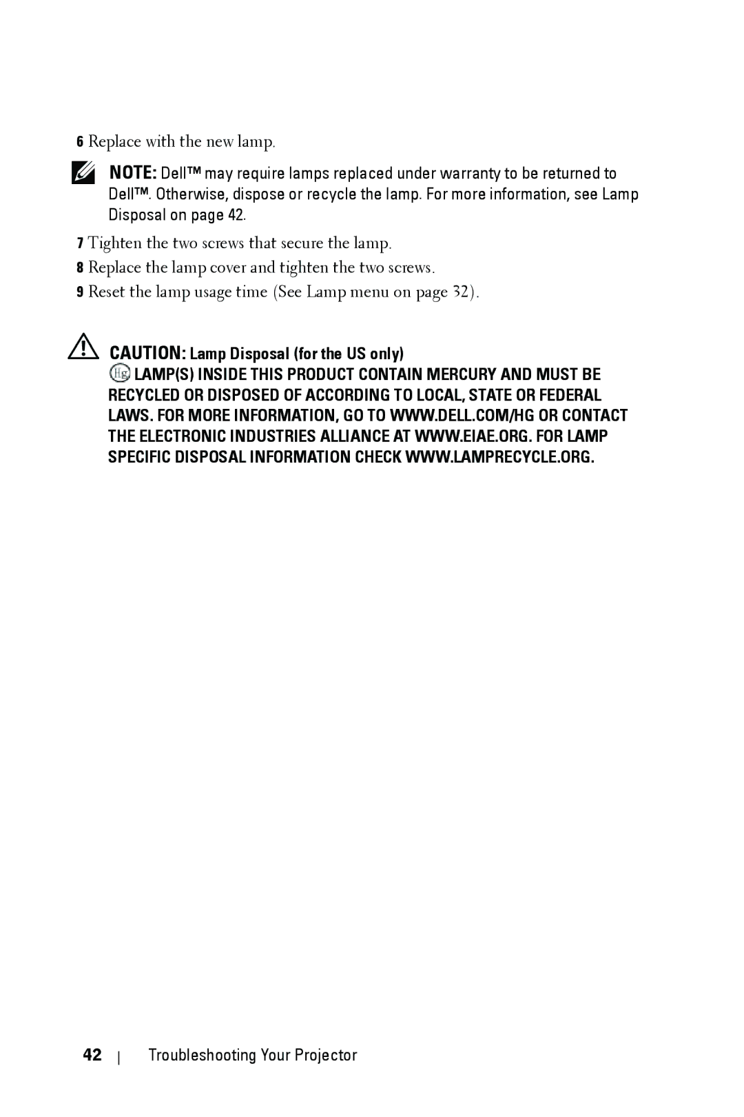 Dell 1609WX manual Troubleshooting Your Projector 