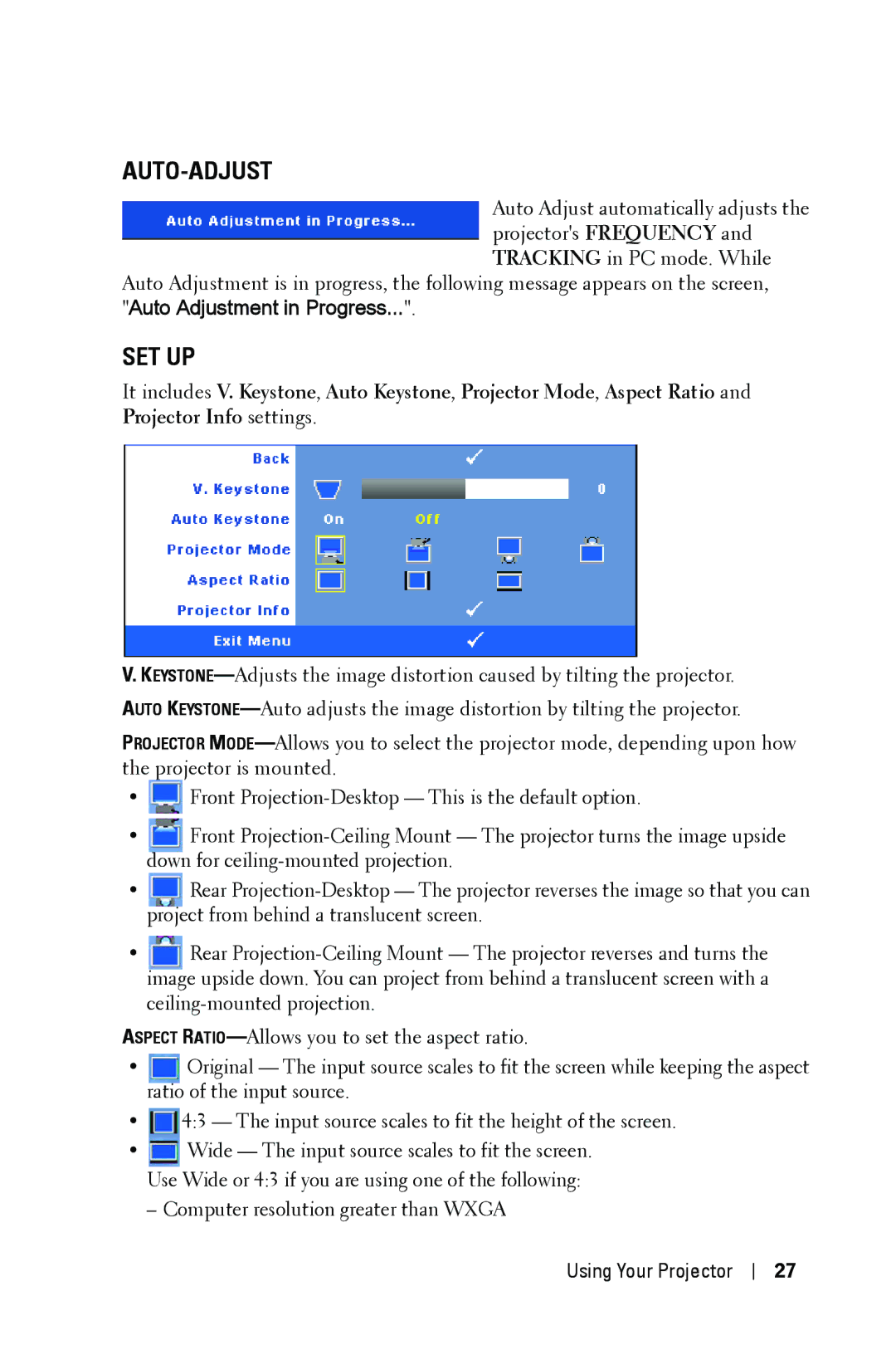 Dell 1609WX manual Auto-Adjust 