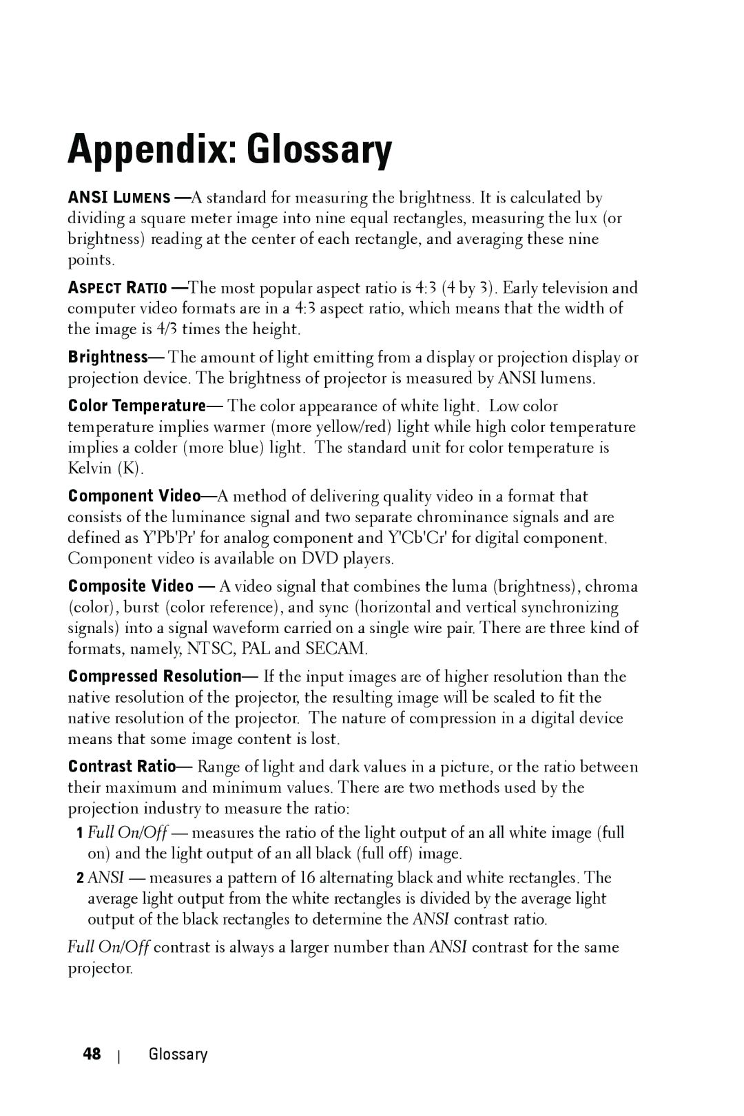 Dell 1609WX manual Appendix Glossary 